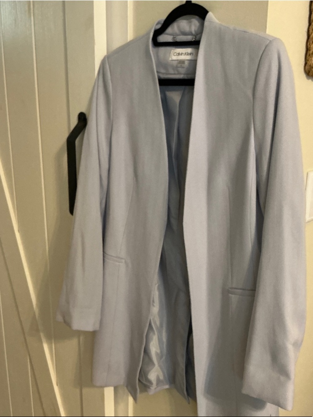 Calvin Klein Pale Blue Open-Front Trench Coat